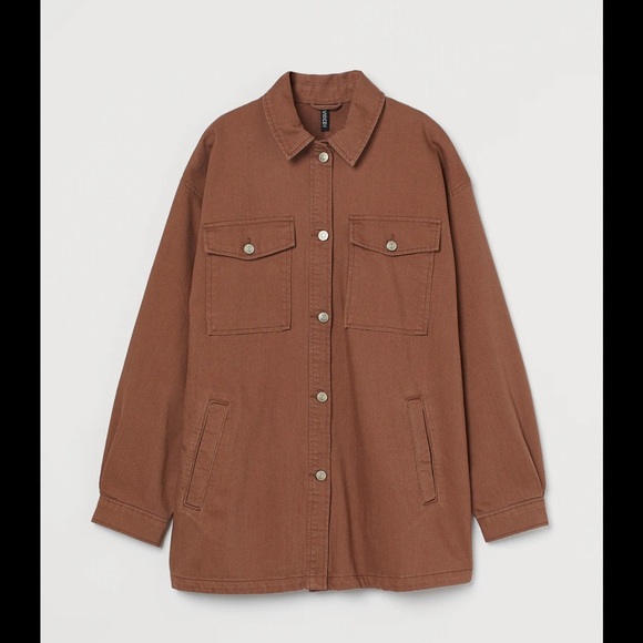 H&M Oversized Brown Shacket Jacket XXS (Runs Large) see measurement photo - Picture 1 of 8